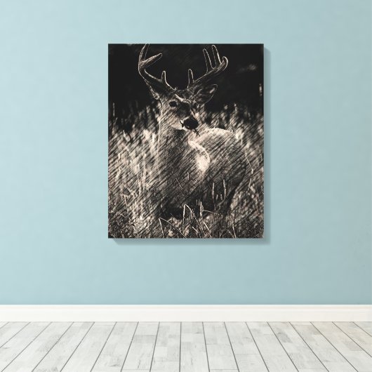 Big Meadows Buck Stretted Canvas Print (Insitu (Houten vloer))