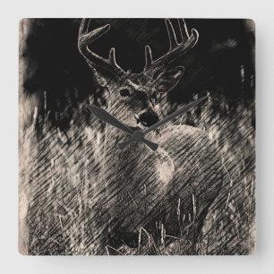 Big Meadows Buck Wall Clock Vierkante Klok