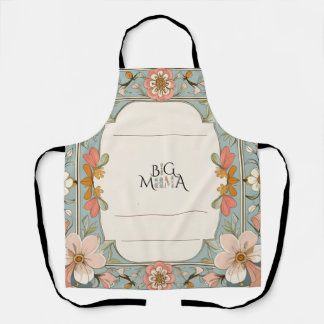 Big Moma I Am Floral Apron – Mint & Peach Bloom  Schort