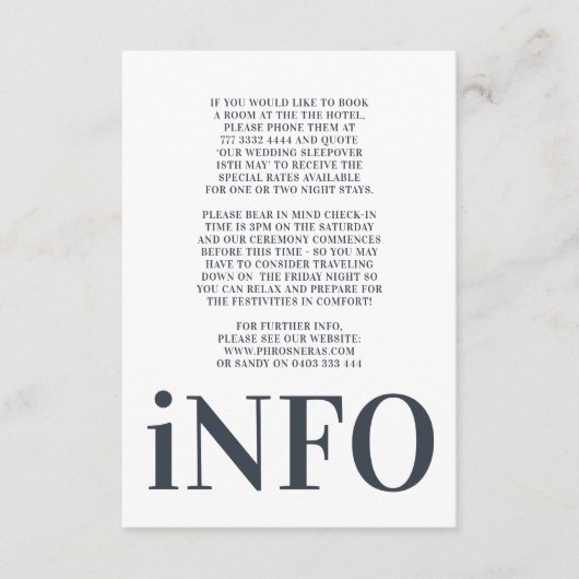 Big Monogram Modern Bold Simple Wedding Informatiekaartje (Voorkant)