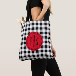 Big Monogram op Buffalo Check Schouder Canvas tas