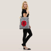 Big Monogram op Buffalo Check Schouder Canvas tas (Op model)