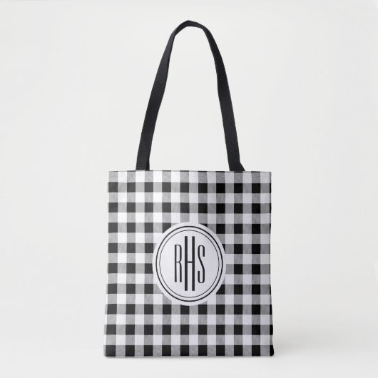 Big Monogram op Buffalo Check Schouder Draagtas (Voorkant)