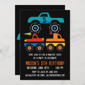 Big Monster Trucks Invitations de fête d'anniversa (Devant / Derrière)