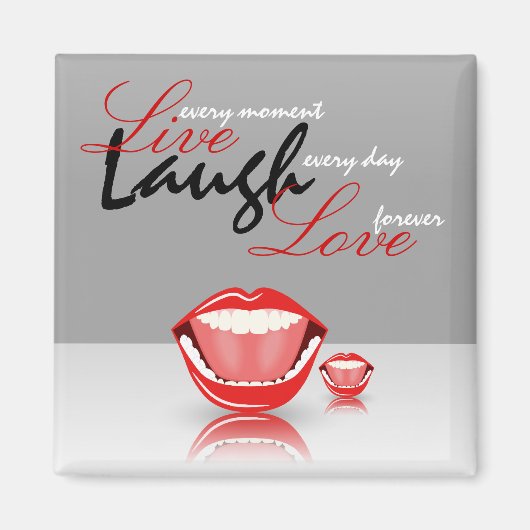 Big Mouth Live Laugh Laugh Square Fridge Magnets Magneet (Voorkant)