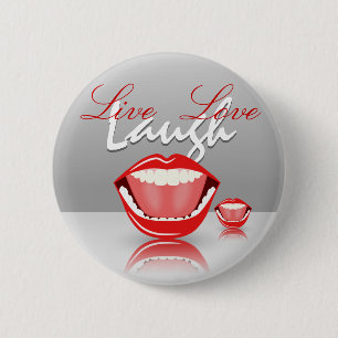 Big Mouth Live Laugh Love Cute Round Buttonnen Ronde Button 5,7 Cm