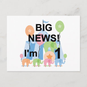 Big News Circus 1st Birthday T-shirts en cadeautje Briefkaart