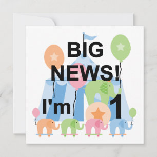 Big News Circus 1st Birthday T-shirts en cadeautje Kaart