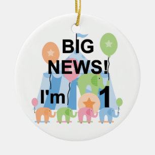 Big News Circus 1st Birthday T-shirts en cadeautje Keramisch Ornament