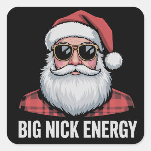 Big Nick Energie Kerst Santa Zonnebril Kerstmis Vierkante Sticker