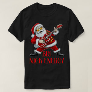 Big Nick Energy Grappige Kerstman Gitarist T-shirt