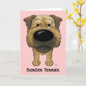 Big Nose Border Terrier Kaart (Gele Bloem)