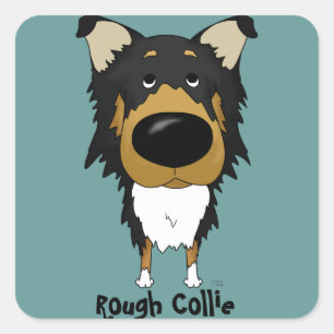 Big Nose Rough Collie Vierkante Sticker
