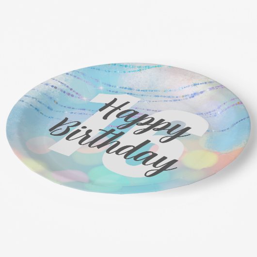 Big Number Bokeh Verjaardagsfeest servetten Papieren Bordje (Gekanteld)