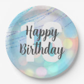 Big Number Bokeh Verjaardagsfeest servetten Papieren Bordje (Voorkant)