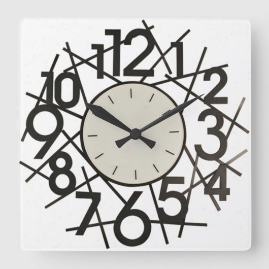 Big Numbers Wall Clock Vierkante Klok (Voorkant)