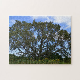 Big Oak Tree Meadow en Zonnebloemen Puzzel