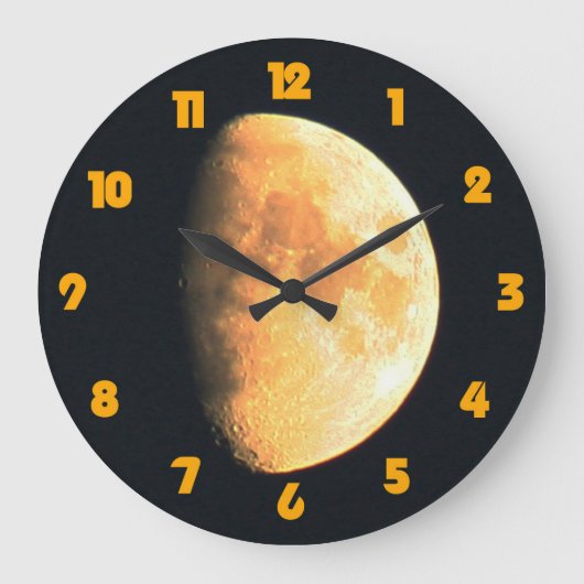 Big Old Moon Fat Oranje Numbers wccn Grote Klok (Voorkant)