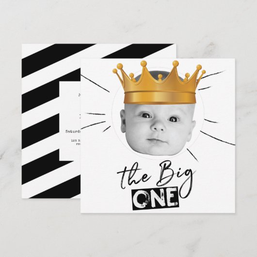 Big One Eerste Verjaardag Foto Zwart Wit Kaart (Voorkant / Achterkant)