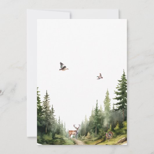 Big One Hunting Eerste Verjaardag Uitnodiging (Achterkant)