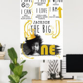BIG ONE mijlpaal grafiek Zwart Wit Geel Poster (Thuiskantoor)