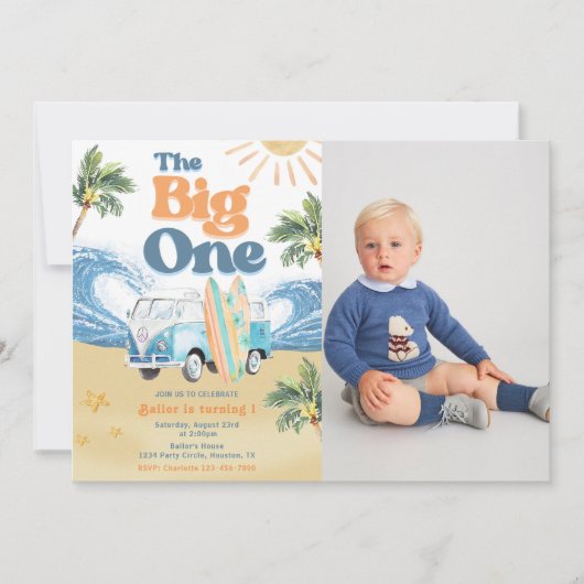 Big One Surf Beach 1er anniversaire Invitation (Devant)