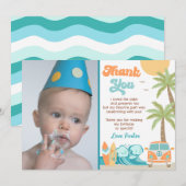 Big One Surf Up Anniversaire Merci Cartes (Devant / Derrière)