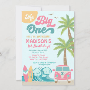 Big One surfe Surf 1er anniversaire Invitation