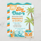 Big One surfe Surf 1er anniversaire Invitation (Devant / Derrière)