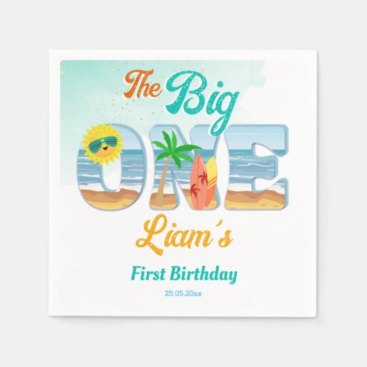 Big One surfen strand zomer verjaardag servies Servet (Voorkant)
