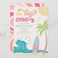 Big One Surfing Invitation | Girl Surfing Invitati