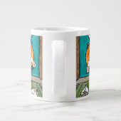 Big Oranje Tabby Cat in Cat Flap Coffee Mok (Achterkant)