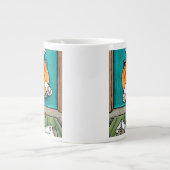 Big Oranje Tabby Cat in Cat Flap Coffee Mok (Voorkant)