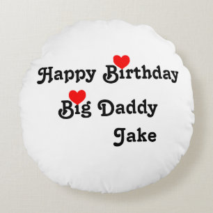 Big papa met Red Heart Round Pillow Rond Kussen