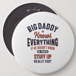 Big Papa weet alles vader opa Ronde Button 6,0 Cm