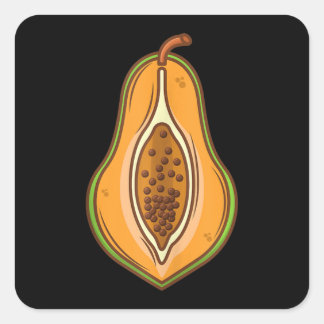 Big Papaya Costume Cute Easy Halloween Cosplay Vierkante Sticker
