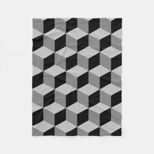 Big Pattern Black & Grays Fleece Deken (Voorkant)