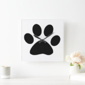 Big Paw Print Cute Giften Black White Cute Vierkante Klok (Huis)