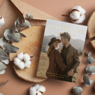 Big Photo Gold Foil Save the Date Folie Uitnodiging