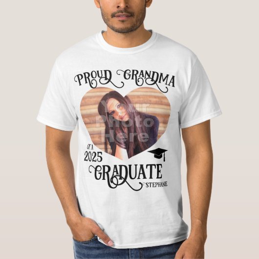 Big Photo Heart Proud Grandma 2023 Afstuderen T-shirt (Voorkant)