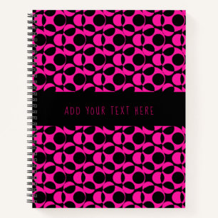 Big Pink Black Polka Dot Abstract Patroon Notitieboek