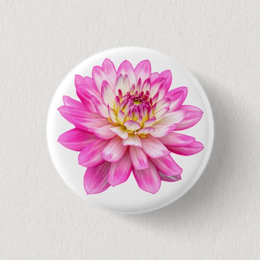 Big Pink Dahlia Ronde Button 3,2 Cm (Voorkant)