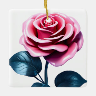 Big Pink Rose Keramisch Ornament