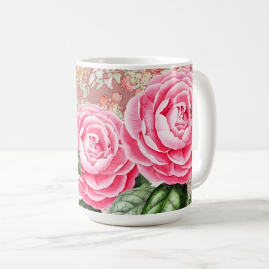 Big Pink Roses Art Mok Cup (Voorkant rechts)