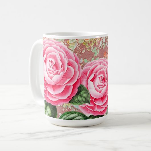 Big Pink Roses Art Mok Cup (Voorkant links)