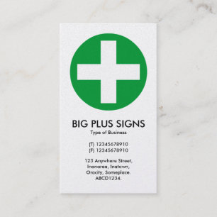 Big Plus-signalen Groen - Wit (Gold Kaart) Visitekaartje