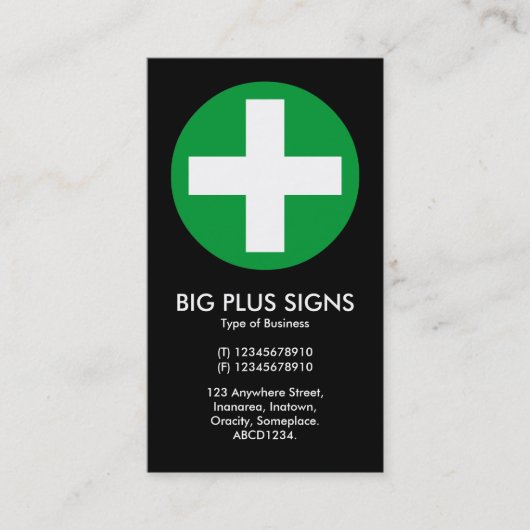 Big Plus Signs Green - zwart Visitekaartje (Voorkant)