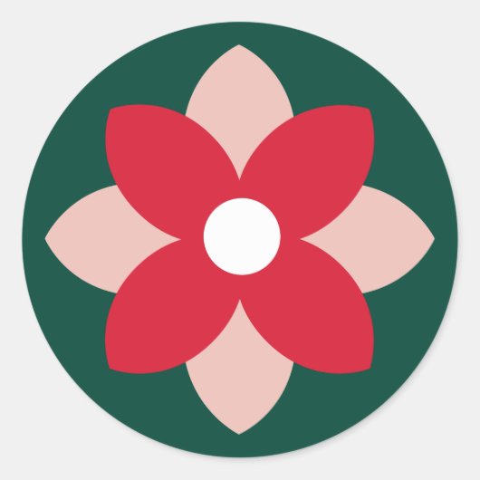 Big Poinsettia Pine Green Holiday Sticker (Devant)