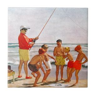 Big Pole Little Fish van Richard Sargent Tegeltje