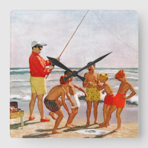 Big Pole Little Fish van Richard Sargent Vierkante Klok